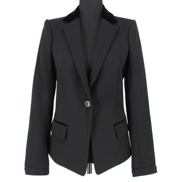Balenciaga Jackets & Blazers - Balenciaga Paris Black Wool Silk Velvet Trim Jacket Single Breasted Blazer 38 S